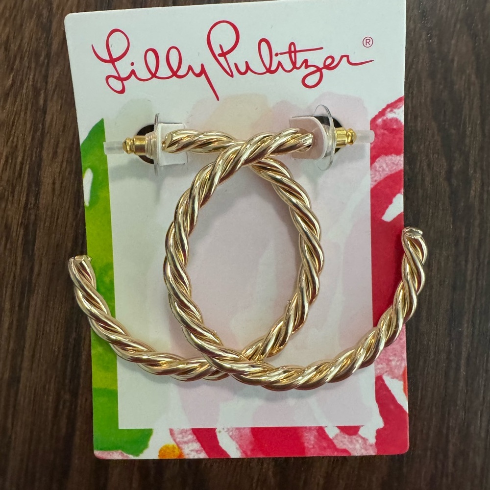 Lilly Pulitzer Gold Twisted Hoop Earrings